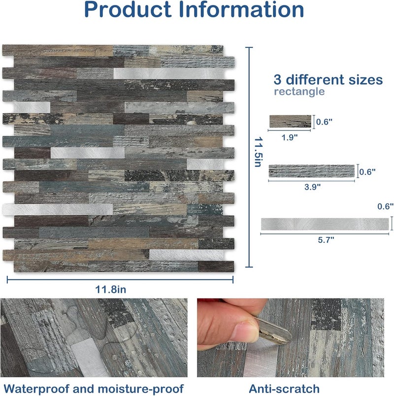 Midcard 10 Sheets Peel and Stick Backsplash PVC Wall Tile,for Kitchen Backsplash - Image 3